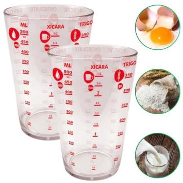 Imagem de Kit 2 Copo Medidor Dosador Graduado Plástico 500 Ml Para Receitas - Un