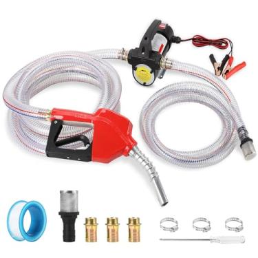 Imagem de ROADGIVE Kit De Bomba De Transferência De Combustível Diesel, Kit De Bomba De Transferência Elétrica Autoescorvante De 12 V Com Bico De Alumínio E Mangueira De Fio De Aço Para Diesel, Querosene, Máq
