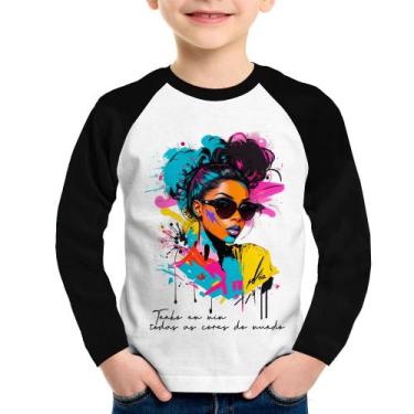 Imagem de Camiseta Raglan Infantil Tenho em mim todas as cores do mundo Manga Lo