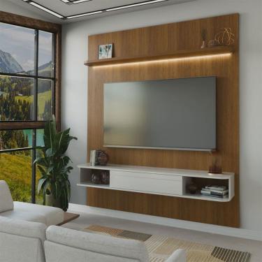 Imagem de Painel para TV Até 75 Polegadas Colombo 1 Porta com Led Cinamomo/Off White - Panorama Móveis