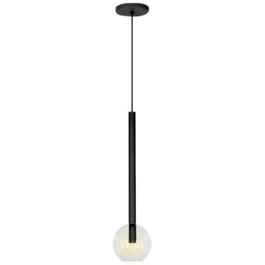 Imagem de Pendente De Teto Luminária Tubo Globo Vidro 14Cm Preto