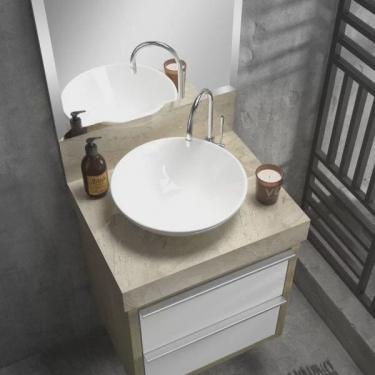 Imagem de Lavatório em Porcelanato para Banheiro 50cm Top para Cuba de Apoio Blu