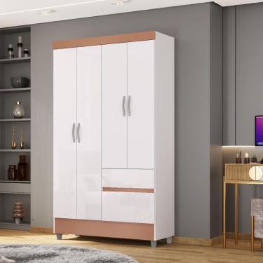 Imagem de Guarda-Roupa Ideal Plus 4 Portas 2 Gavetas Branco/Camarim - Vila Rica