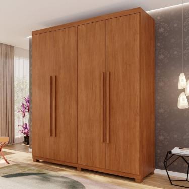 Imagem de Guarda-roupa 4 Portas 3 Gavetas com Pés Fenix Espresso Móveis Cinamomo
