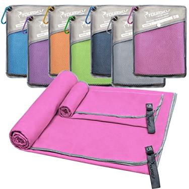 Imagem de SYOURSELF Pacote com 2 toalhas de microfibra, toalha de viagem de secagem rápida, toalha de acampamento compacta super absorvente toalha de praia grande toalha esportiva grande para mochila piscina