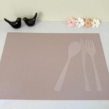 Imagem de Lugar Jogo Americano Retangular Mesa Posta Jantar Cozinha Sousplat Descanso De Prato Decorativo 1pç (Talheres Rosa Claro)