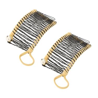 Imagem de 2pcs Banana Hair Bobs, Clipes de Cabelo de Banana Elásticos Vintage Com Pente de Dentes, Pentes de Clincher Não -lips para Cabelos Finos e Médios, Retenção Forte (Amarelo)