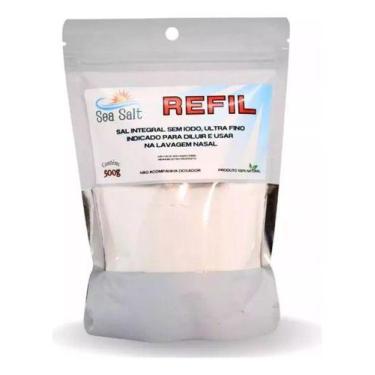 Imagem de Sal Para Lavagem Nasal Ultrafino Sachê Refil 500g Sem Iodo - sea salt,