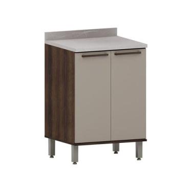 Imagem de Balcão De Cozinha 60cm 2 Portas E Com Tampo Luna Luciane Móv Nogueira 