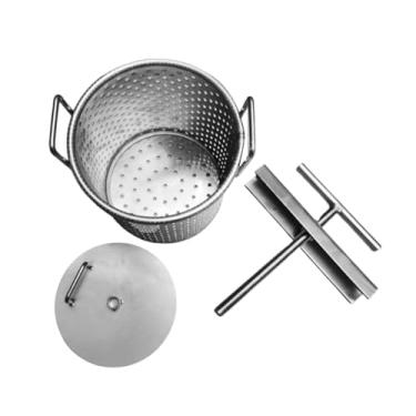 Imagem de WeiLaiKeQi Barril de prensa manual 304 Squeezer de enchimento de vegetais de aço inoxidável para queijo de de queijo Cíder de azeite e desidratação, 15 Cmx14 Cm
