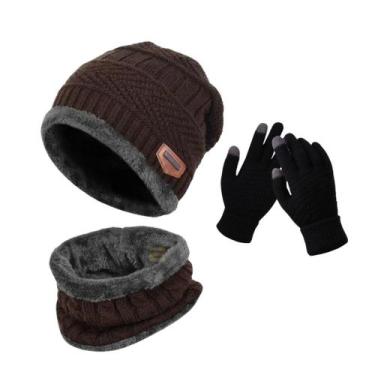 Imagem de Kit De Frio Intenso Luva Touch + Touca e Protetor De Pescoço Pelinho F