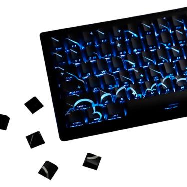 Imagem de YMDK Meteor Shower 140 teclas de teclas iluminadas lateralmente, brilho através de PBT+PC Cherry perfil cinco lados Dye Sub teclado personalizado para teclado mecânico MX 61/64/68/84/87/100/104/108