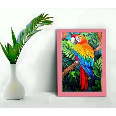 Imagem de Genérico, Quadro Decorativo Arara Macau + Vidro 33x25 Sala Quarto Cor:Rosa