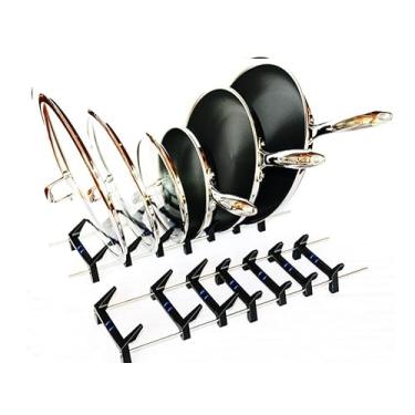 Imagem de Klaaw Suporte de panela e tampa para armazenamento ou secagem de utensílios de cozinha da Hexclad, T-fal, Circulon, Calphalon, Carote, Cuisinart, Blue Diamond e outros, incluindo panelas de indução