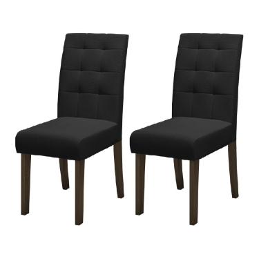 Imagem de Conjunto Com 2 Cadeiras Estofada Sala De Jantar Dubai Castanho/preto Dobuê Cas/ptotex