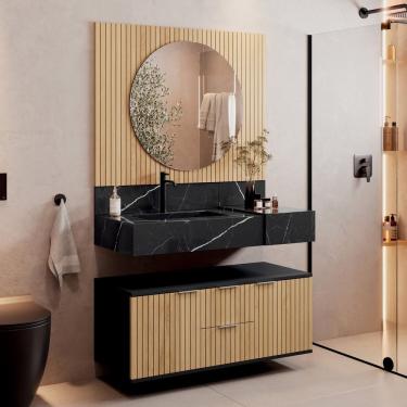 Imagem de Armário Para Banheiro Suspenso Ripy 100cm Preto