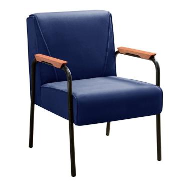 Imagem de Conjunto Com 2 Poltronas E Namoradeira Decorativa Jade Sala De Estar Azul Marinho