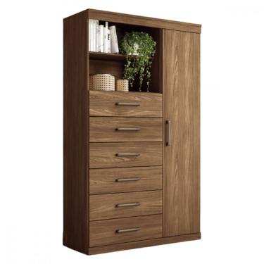 Imagem de Multi Comoda Maraba 1 Porta 6 Gavetas Jatoba Santos Andira Jatobá