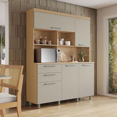 Imagem de Cozinha Compacta 5 Portas 2 Gavetas Nobreza 160cm 100% Mdf Carvalho-greige
