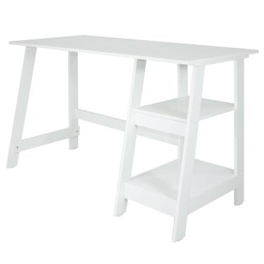 Imagem de Mesa Escrivaninha Gamer 2 Pateleiras 120 Cm Mc190 Branco Dtall Branco