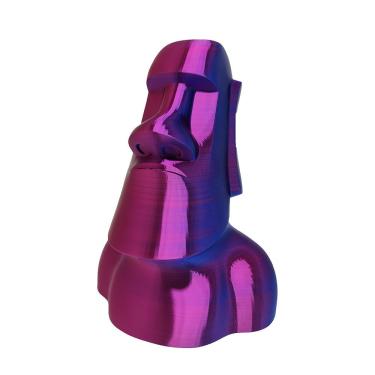 Imagem de Moai Estátua Escultura 20 Cm Ilha Da Páscoa Decoração 3d Bicolor Azul E Lilás Enfeite
