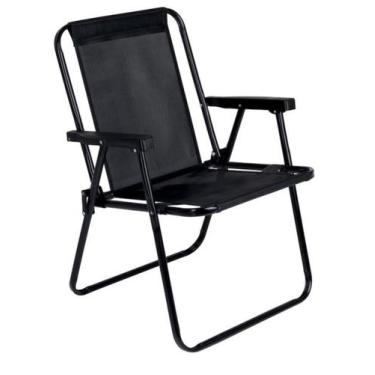 Imagem de Cadeira De Praia Preta Aço Mor