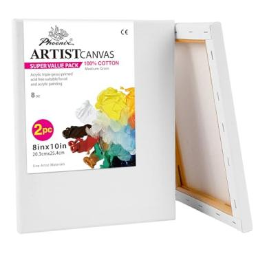Imagem de PHOENIX Pacote Com 2 Telas 8X10" - Esticadas Para Pintura, 8 Oz Tripla Camada De Primer, Perfil 5/8", 100% Algodão, Branco, Emoldurado, Óleo Acrílico E Arte Vazada