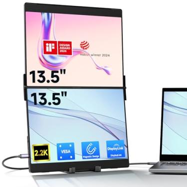Imagem de JSAUX Monitor Portátil Flipgo De 13,5" Com Tela Sensível Ao Toque Dupla 2.2K, Extensor Ips Três Toques Para Laptop, Hidpi, Um Cabo Tela, Hub Integrado, Design Magnético Windows