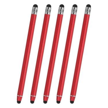 Imagem de PATIKIL 5 canetas Stylus para telas sensíveis ao toque, 2 em 1, caneta universal capacitiva de alta sensibilidade para celular, tablet, laptop, dispositivos com tela sensível ao toque, vermelha