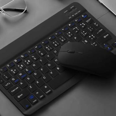Imagem de Teclado e mouse Bluetooth ultrafino, portátil, recarregável, sem fio, para tablet Android, celular, smartphone, iPhone, iPad, mini, Pro, Air, Windows