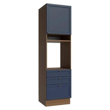 Imagem de Torre Quente 60 cm 1 Porta 3 Gavetas Vik Madesa, Rustic/Azul
