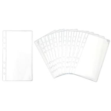 Imagem de NatSumeBasics 12 bolsos para fichário A6, envelopes transparentes para dinheiro, protetores de folha de PVC para 6 anéis, organizador de fichários, cartões e notas (12 A6)