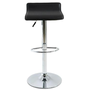 Imagem de Kit 4 Banquetas Giratória Belo Horizonte Wave Rivatti Assento Estofado Em Pvc Preto Base Aço Cromado