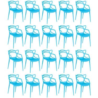 Imagem de Kit 20 Cadeiras De Jantar Allegra Design Empilhável - Azul