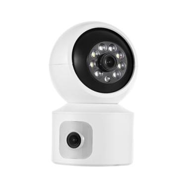 Imagem de CIADAZ Câmera de segurança de lente dupla 2K Ultra HD Detecção de movimento Rastreamento automático Monitoramento de voz bidirecional Intercom Telefone Monitoramento remoto Câmeras de segurança 1080P
