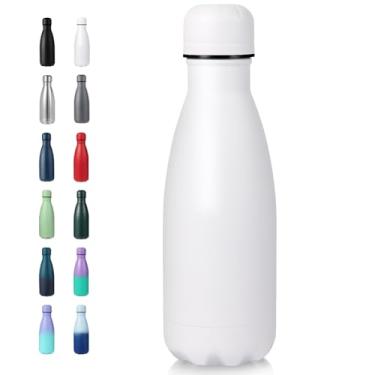 Imagem de Volhoply Garrafa de água pequena de 340 g, aço inoxidável, sem BPA, garrafa de água isolada de parede dupla, mantém frio por 24 horas e quente por 12 horas para bolsa infantil (branca)