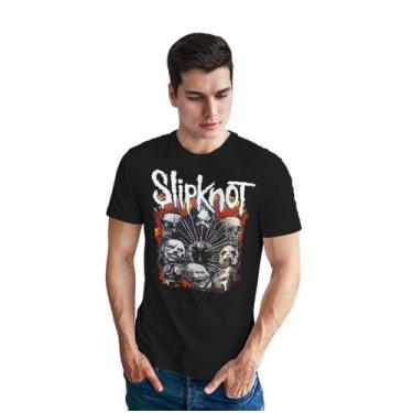 Imagem de Camiseta Slipknot Caveiras Camisa Estampada Heavy Metal Básica Unissex