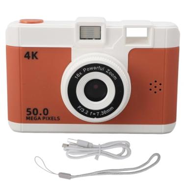 Imagem de 50mp 1080p Câmera digital traseira traseira de dupla câmera pequena com câmera pequena com bateria de 800 mAh de 8x de zoom digital de 2,4 polegadas para fotografia de viagem Uso (Marrom)