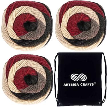 Imagem de Plymouth Yarn Para bolos quentes de tricô cinza Borgonha Mix 0003, 3 novelos (mesmo Dyelot, 600 g, 1200 jardas), peso penteado nº 4, mistura de 75% acrílico/25% lã, com bolsa de projeto