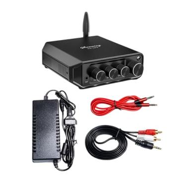Imagem de BaotyJie Amplificador de potência 2 canais EUA Plug estável 50W + 50W BT V5.4 amplificador de áudio estéreo para computador áudio escritório garagem quarto