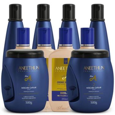 Imagem de Kit Linha A Profissional Shampoo Mascara e Creme de Silicone - Aneethu