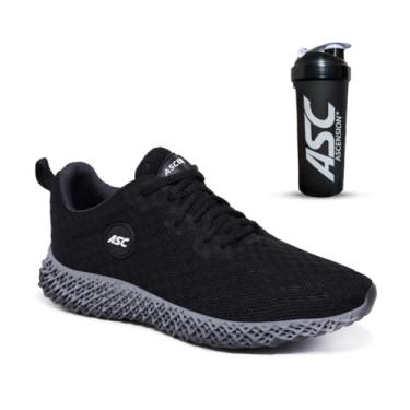 Imagem de Tênis Masculino Ascension com Coqueteleira – Leve, Confortável e Versátil para Caminhada, Corrida, Academia e Uso Diário (Preto e Cinza, BR, Adulto, Numérico, 39)