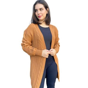 Imagem de Cardigan Feminino Casaco Trico Trançado Kimono Inverno Frio - Douglas,