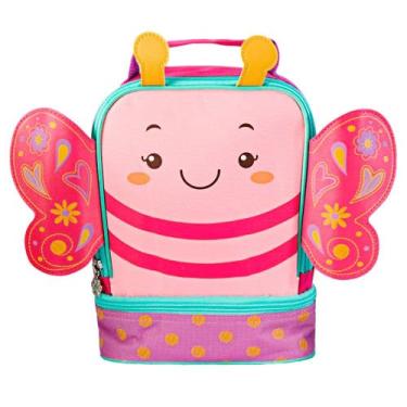 Imagem de Lancheira Térmica Infantil Borboleta, 28 x 32 cm, Rosa, com Alças Reguláveis