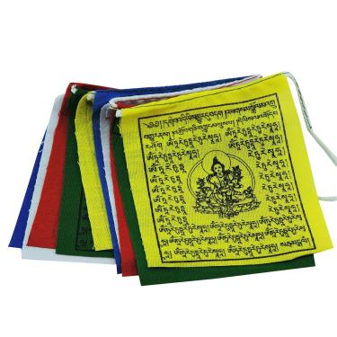 Imagem de Mini bandeiras de oração Tara verdes feitas à mão do Nepal