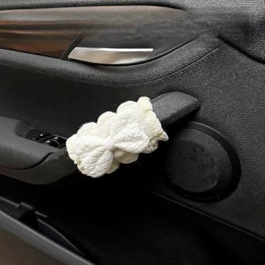 Imagem de MINGZAIQIPEI 2 peças capa de alça de garra de carro de gravata borboleta fofa, luvas macias de pelúcia para carro capa de puxador de porta interna, protetor de alça acessórios interiores automotivos