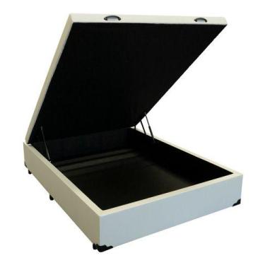 Imagem de Base Box Bau Casal Suede Reforçada Blindada - So1clique, Branco