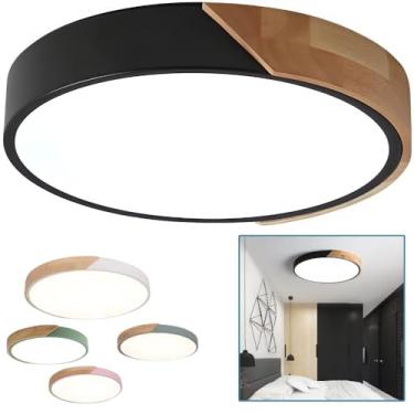 Imagem de Luminária LED Gourmet Redonda Plafon 3 Tons de Luz Ambientalista Sala Corredor Escritório Colorida Bivolt (Preto)