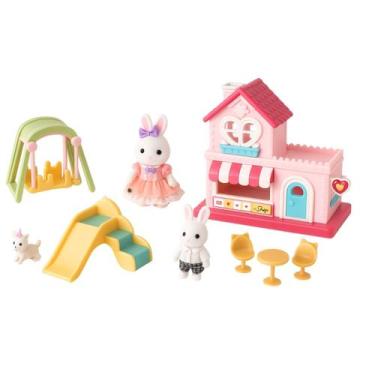Imagem de Casinha Feliz Tipo Sylvanian Family Com Coelhinha e Playground Para Cr