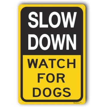 Imagem de Placa Slow Down, Slow Down Signs for Neighborhood Road Sign, Please Slow Down Sign, Neighborhood Safety Sign, "Slow Down, Watch For Dogs", placa de 30 cm x 40 cm